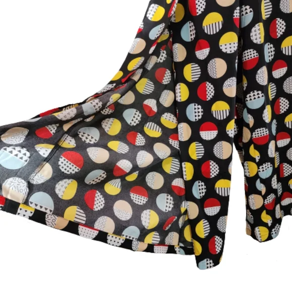 Pants Wide Leg Wrap Hem Geo Print Multicolor Red Multi Plus Size 1X - Picture 8 of 14